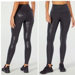 Wildfox High-Waisted Black Leggings glossy finish